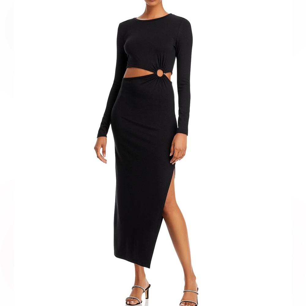 FORE Black Long Sleeve Cut-out Midi Dress Size Medium